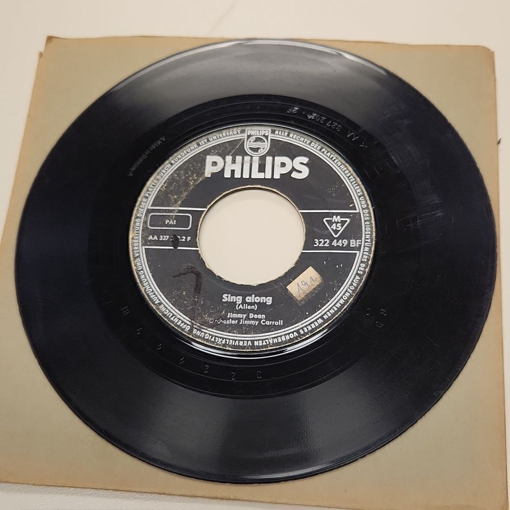 Jimmy Dean My Heart is an Open Book Sing Along 45 RPM Vinyl Record